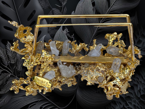 MAIL HOLDER BY CLAUDE VICTOR BOELTZ IN GILT BRONZE AND ROCK CRYSTAL