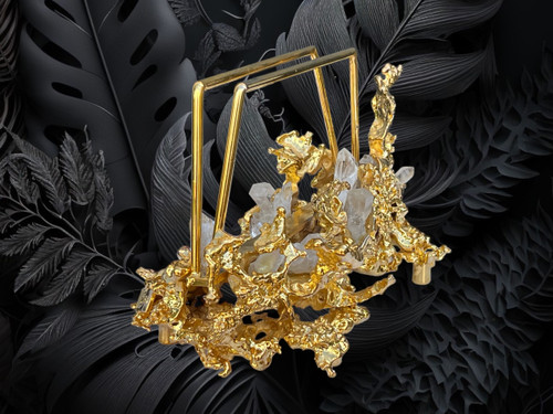 MAIL HOLDER BY CLAUDE VICTOR BOELTZ IN GILT BRONZE AND ROCK CRYSTAL