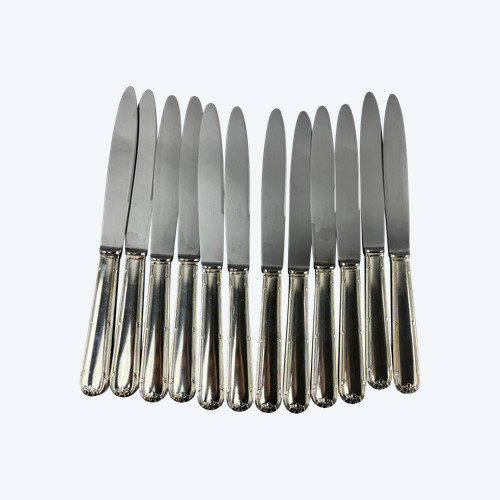 12 Tafelmesser aus versilbertem Metall Band