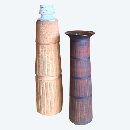 Ensemble de deux vases en terre cuite des années 70/80