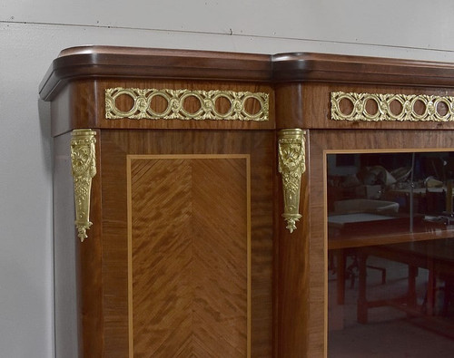 Louis XV - Louis XVI marquetry armoire-library - 20th century