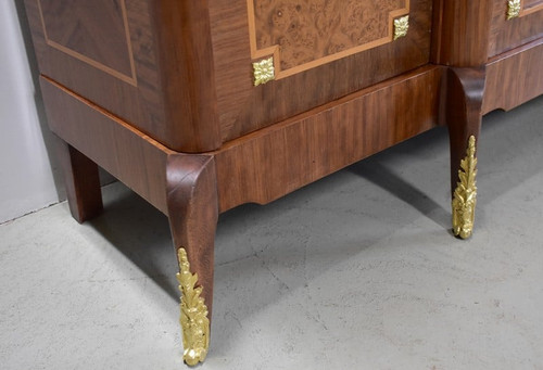Louis XV - Louis XVI marquetry armoire-library - 20th century