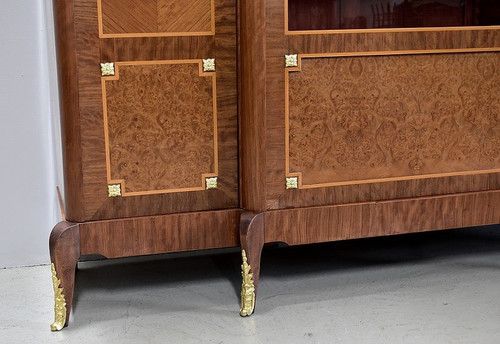 Louis XV - Louis XVI marquetry armoire-library - 20th century