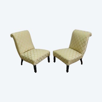 Pair of small Napoleon III fireside chairs - Mid 19th century