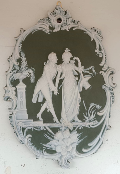 Coppia di targhe in porcellana in stile Wedgwood