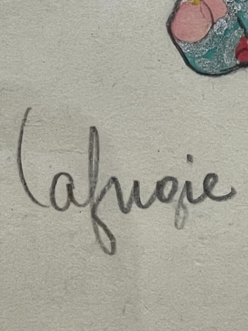 Léa LAFUGIE (1890-1972), gouache d'une danseuse birmane