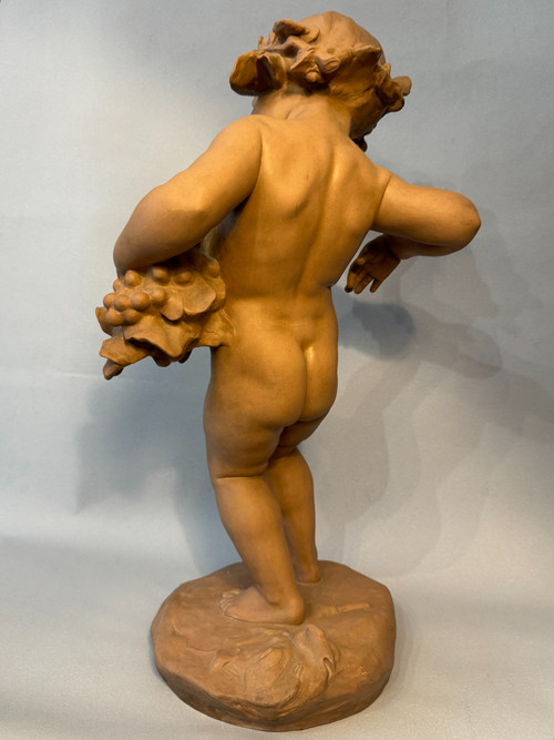 Sculpture Terre cuite de SEVRES "Bacchus enfant" signed MALRIC