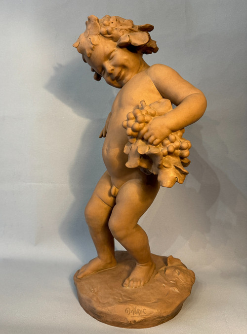 Sculpture Terre cuite de SEVRES "Bacchus enfant" signed MALRIC