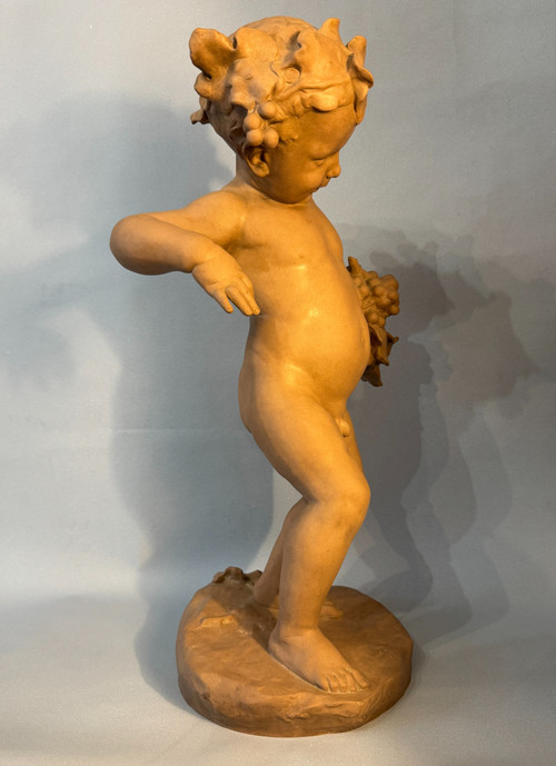 Sculpture Terre cuite de SEVRES "Bacchus enfant" signed MALRIC