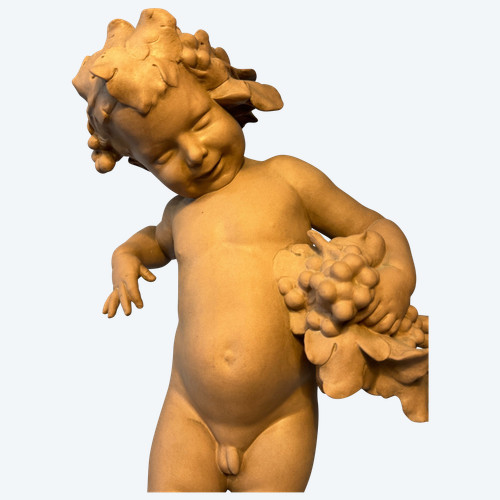 Sculpture Terre cuite de SEVRES "Bacchus enfant" signed MALRIC