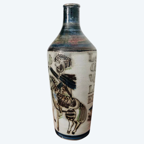 Vaso in ceramica "Le cavalier" di Raymonde Leduc, Francia 1960