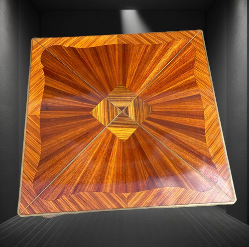 GAME TABLE “CALLED MUCHOIR” IN MARQUETRY DECORATED WITH GILT BRONZE PERIOD 19th
