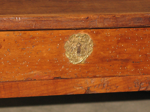 Writing table desk with a large drawer in fruit wood, 19th century Restoration period