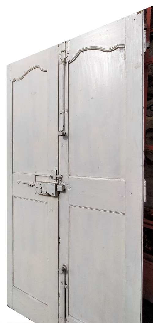Old 18th Century Double Door In Oak Woodwork Beautiful Ironwork