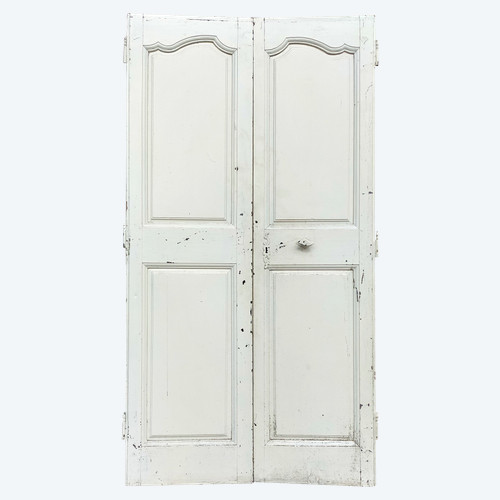 Old 18th Century Double Door In Oak Woodwork Beautiful Ironwork
