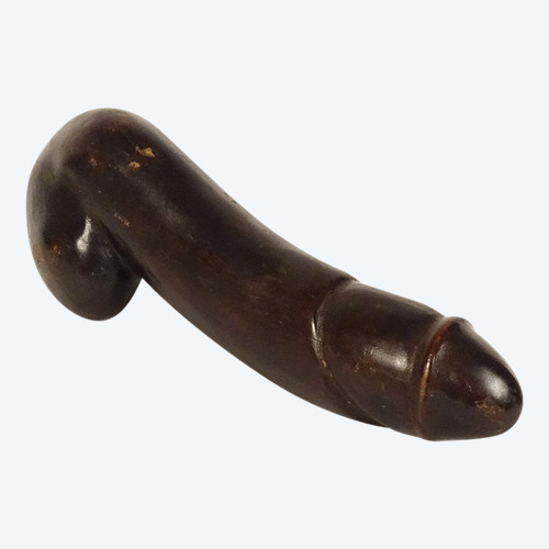 Scultura erotica con dildo in legno intagliato, fine XIX secolo