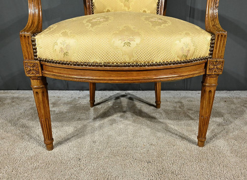 Paire de Fauteuils Cabriolets en Hêtre massif, style Louis XVI – Fin XIXe