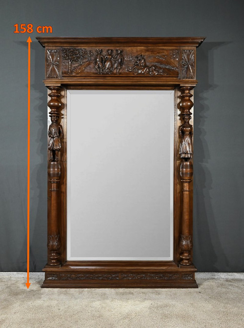 Important Miroir Régional en Chêne – Début XXe