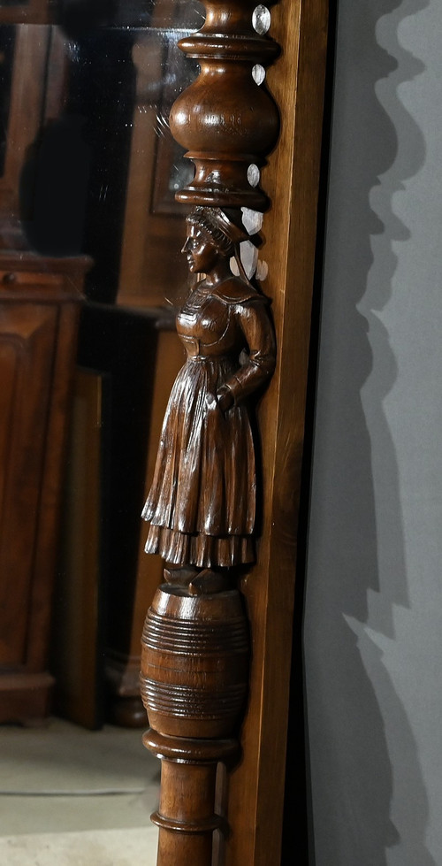 Important Miroir Régional en Chêne – Début XXe
