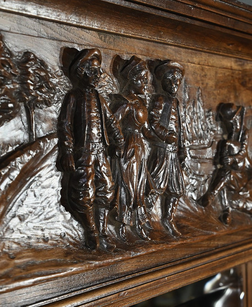 Important Miroir Régional en Chêne – Début XXe