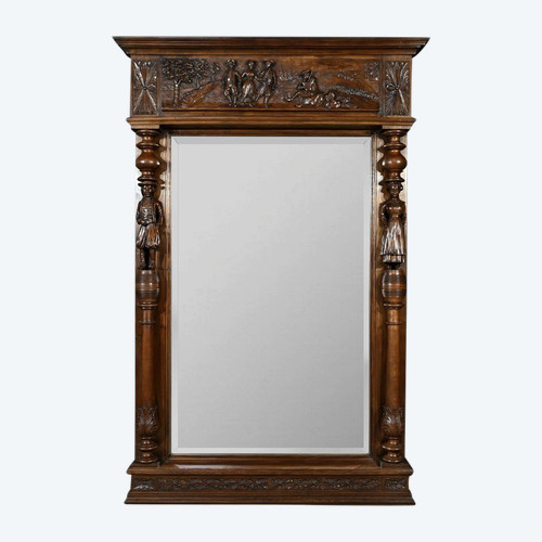 Important Miroir Régional en Chêne – Début XXe