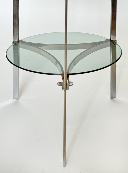 Modernist tripod stand in chrome steel from the 1970s