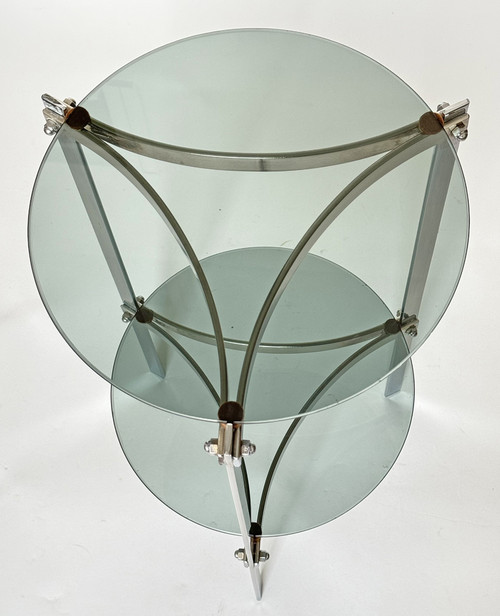 Modernist tripod stand in chrome steel from the 1970s