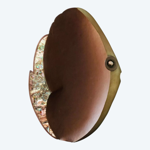 “Fish” cup in copper and mother-of-pearl by G. Espinosa, Mexico 1960s