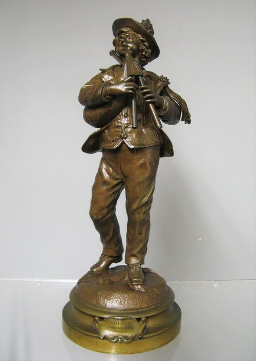 Bronze: Departure for the Wedding. Bagpiper.