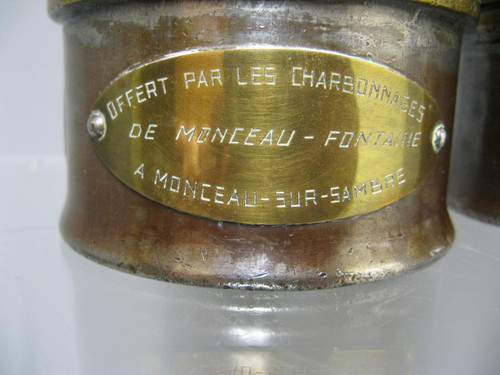 Paire De Lampes De Mineur Dufrane Castiau De Reconnaisance. 