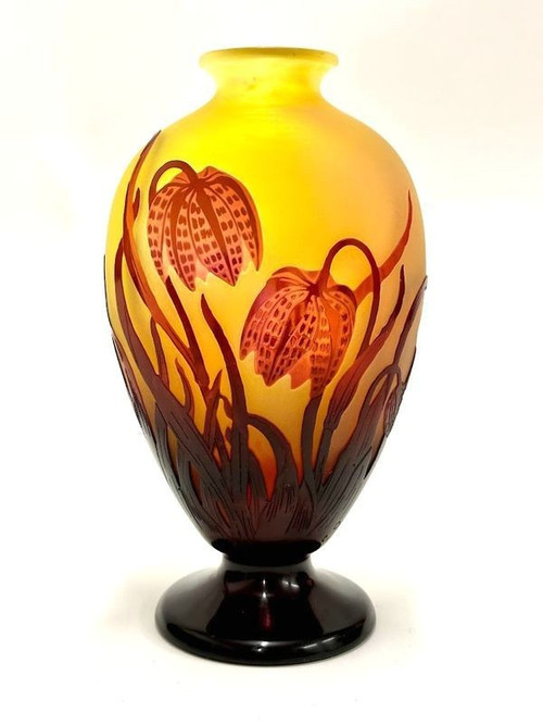 Emile Gallé Vase  "Aux Fritillaires Pintades"