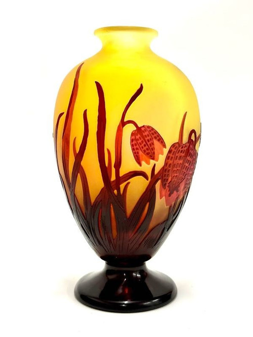 Emile Gallé Vase  "Aux Fritillaires Pintades"