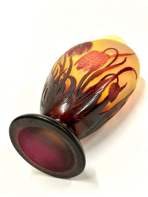 Emile Gallé Vase  "Aux Fritillaires Pintades"