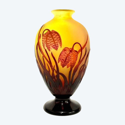 Emile Gallé Vase  "Aux Fritillaires Pintades"