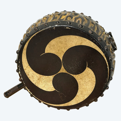 Rare Et Ancien Tambour - Tambourin - Gong - Art Du Japon époque Meiji  Laque Doré XIXéme Siècle