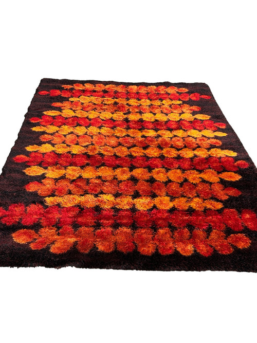 Large Vintage Scandinavian Space Age Wool Rug Circa 1970