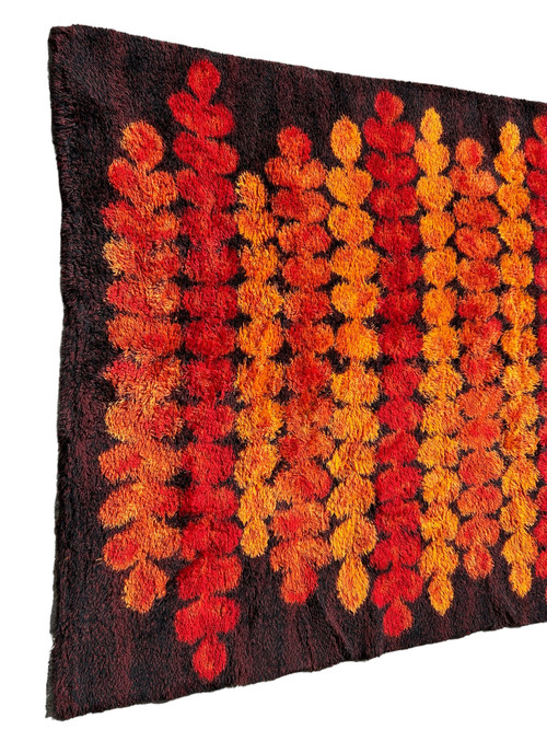 Large Vintage Scandinavian Space Age Wool Rug Circa 1970