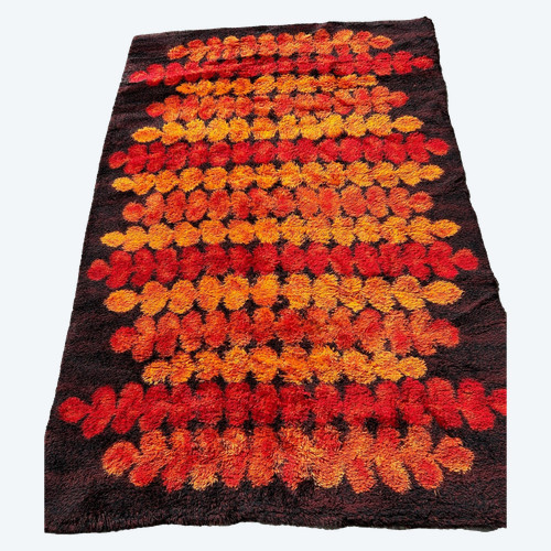 Large Vintage Scandinavian Space Age Wool Rug Circa 1970