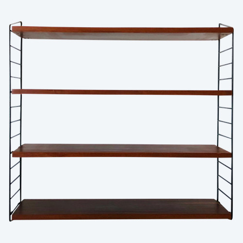 String wall shelf in wood and metal, 1960s