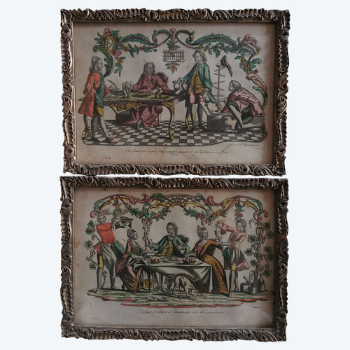 Paire De Gravures XVIIIe, L Enfant Prodigue éditée Par Daumont