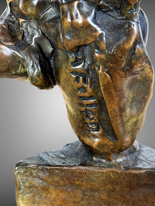 PATINATED BRONZE SIGNED BY “MARIE FILLON 1953” REPRESENTING A DANCING TODDLER