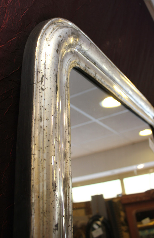 84 X 120 Cm, Miroir Ancien Louis Philippe Feuille d'Argent
