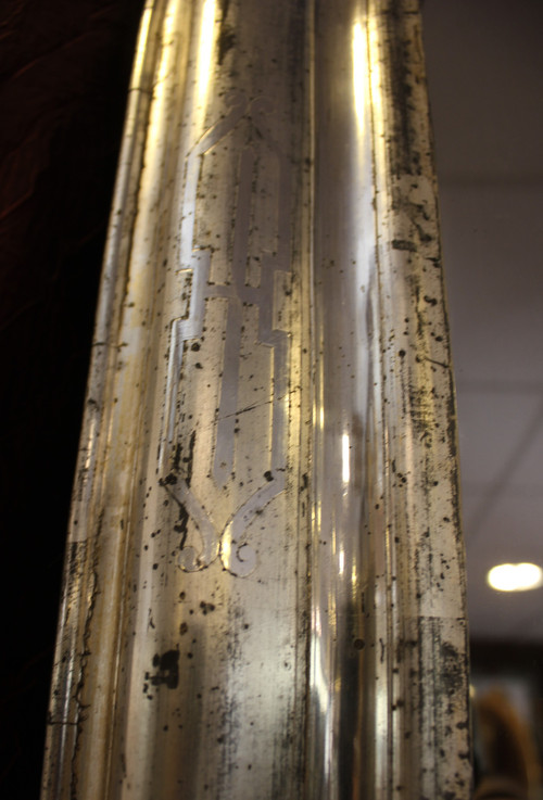 84 X 120 Cm, Miroir Ancien Louis Philippe Feuille d'Argent