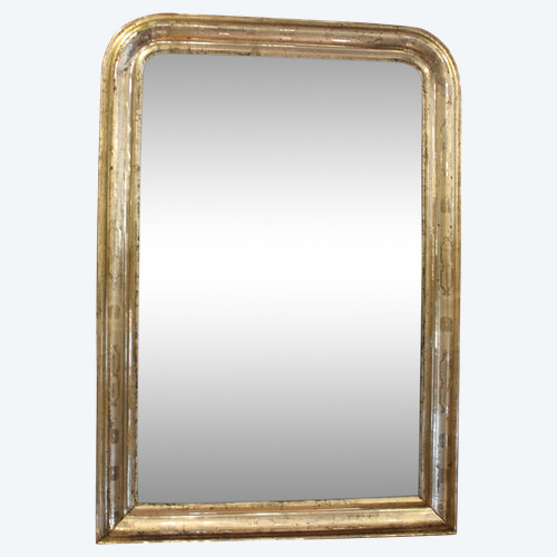 84 X 120 Cm, Miroir Ancien Louis Philippe Feuille d'Argent