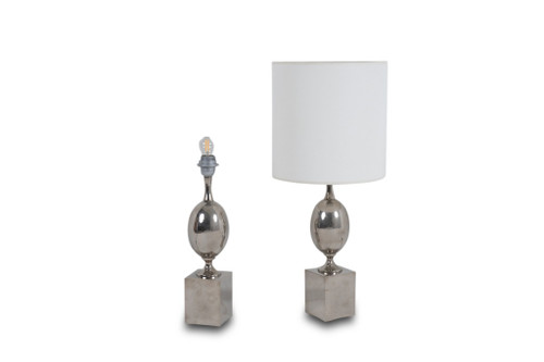 Philippe Barbier. Pair of silver-plated brass lamps. 1970s.