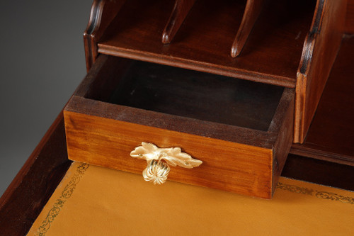 ART NOUVEAU MAHOGANY AND MAHOGANY VENEER STEPPED DESK