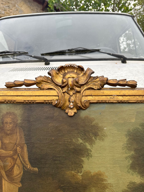 Top Of Door From The End Of The 18th Century Representing Children Playing On A Swing