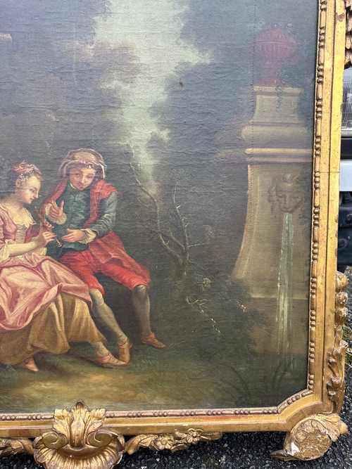 Top Of Door From The End Of The 18th Century Representing Children Playing On A Swing