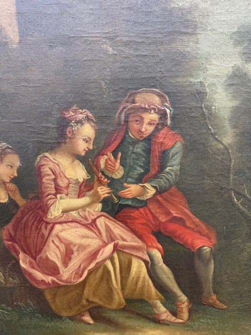 Top Of Door From The End Of The 18th Century Representing Children Playing On A Swing