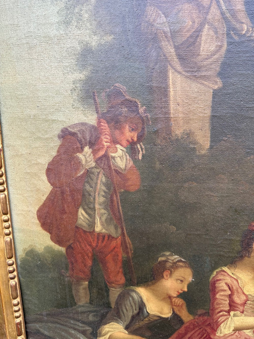 Top Of Door From The End Of The 18th Century Representing Children Playing On A Swing